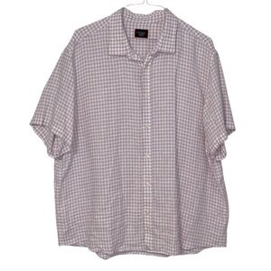 UNTUCKit Size‎ XXX-Large purple and white gingham 100% linen short sleeve shirt